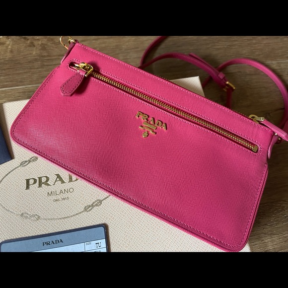 PRADA-AUTHENTIC (NWT) Fuchsia Leather Crossbody Handbag - Picture 11 of 13